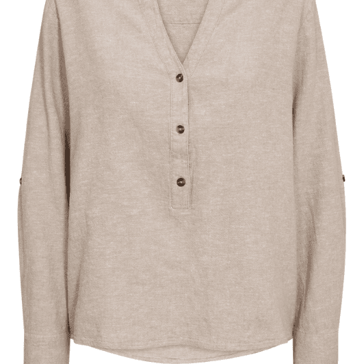 Freequent Lava shirt | Sandfarvet hørbluse