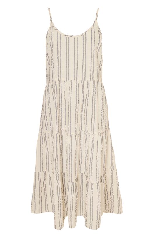 Ofelia Henni dress I Stribet stropkjole i sand I Dresslab