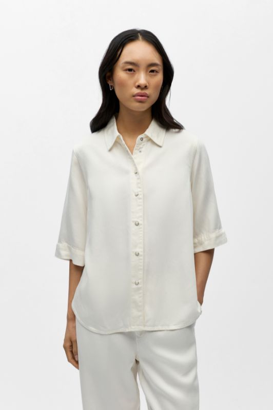 Object Frame denimskjorte med korte ærmer i lys creme I Dresslab