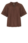 Ofelia Liv blouse I Sommerbluse med blondedetaljer i brun