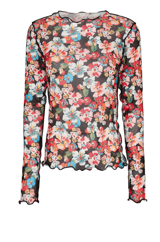 Liberté Mesh top I Flower orange