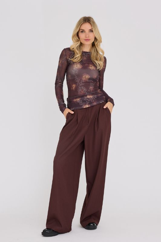 A-View Silke bluse I Brun meshbluse med blomsterprint