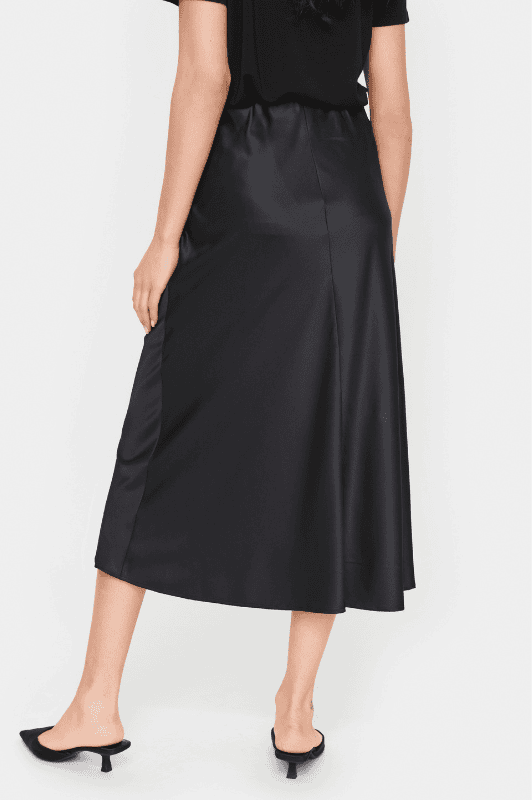 Saint Tropez Disa skirt | Smuk satin midi nederdel | Sort
