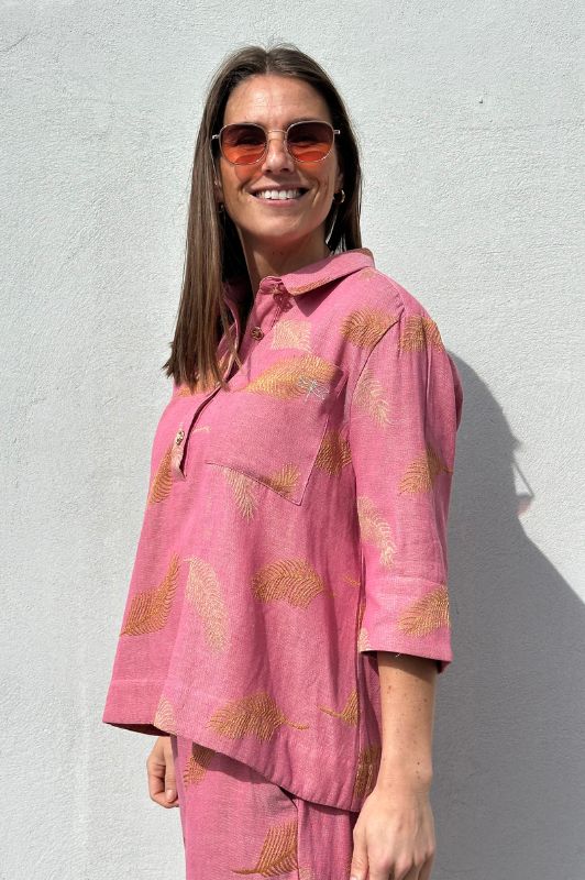 Gaspar Porto pink jaquard bluse I Dresslab