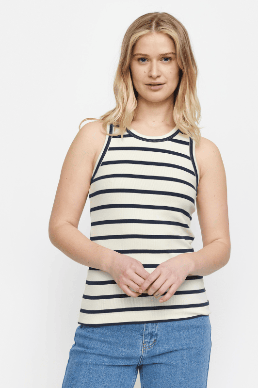 Soft Rebels Adelynn Tank Top | Stribet top i blødt bomuld | Creme