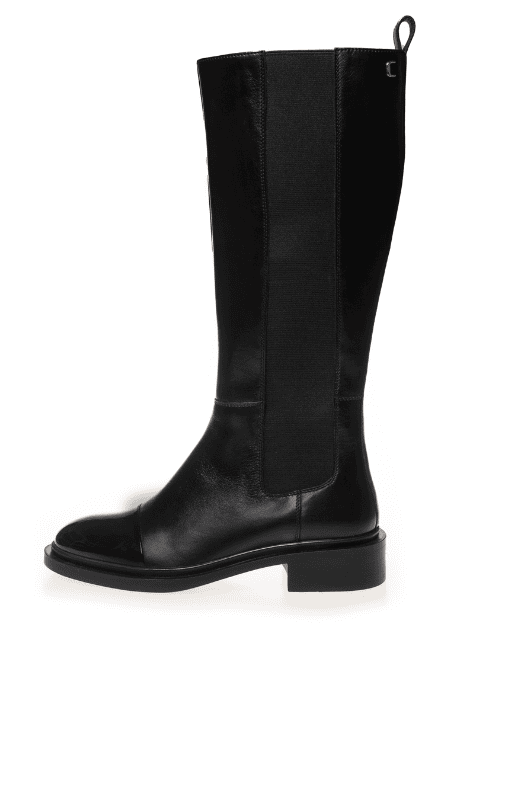 Copenhagen Shoes Love boot | Sort høj skind støvle med elastik og laksnude