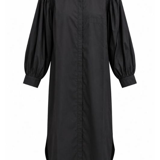 Marc Lauge Logo dress I Ensfarvet poplin A-shape i sort