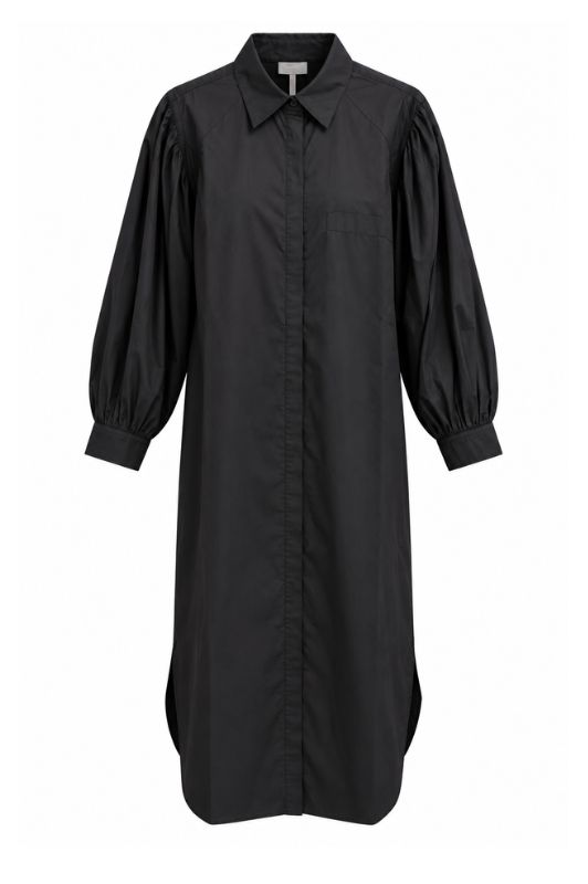 Marc Lauge Logo dress I Ensfarvet poplin A-shape i sort