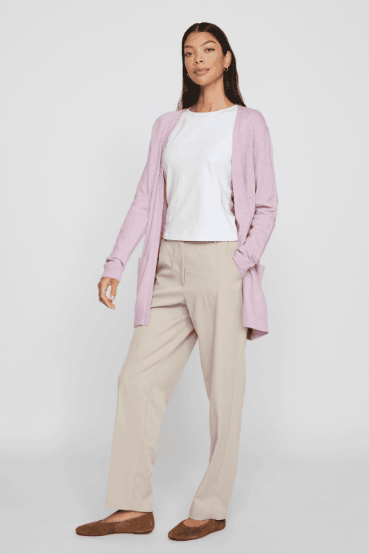 VILA Viril Cardigan kort | Lækker blød strikcardigan i rosa |