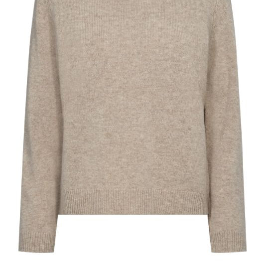 FreeQuent Winka strik pulli i lys sand melange