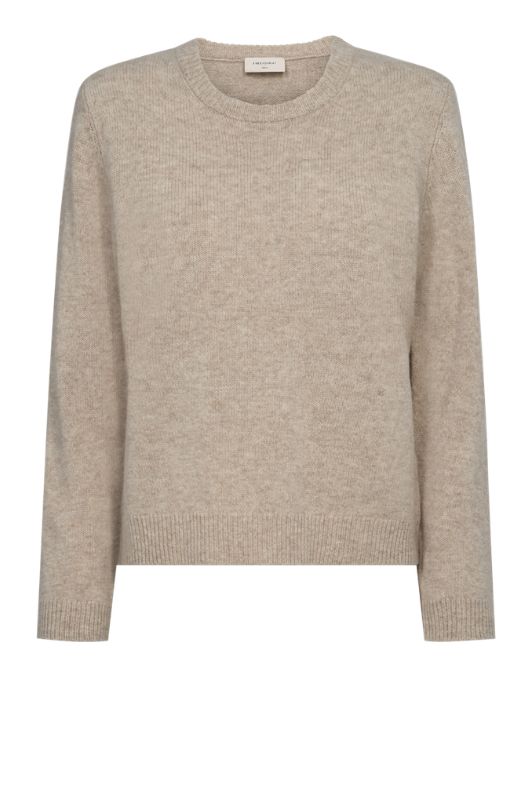 FreeQuent Winka strik pulli i lys sand melange