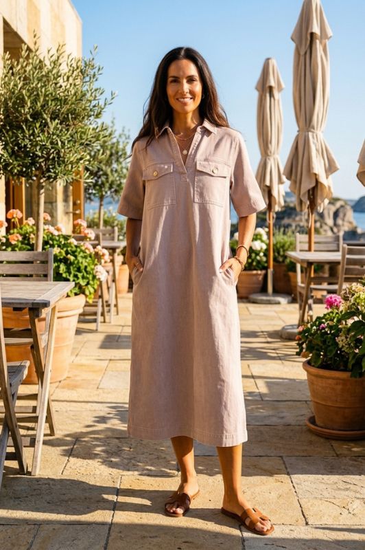 Prepair Vivian dress | Rosa denimkjole i maxilængde I Dresslab