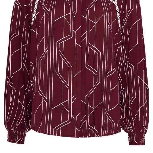 Ofelia Veda bluse | Printet viskose bluse bordeaux