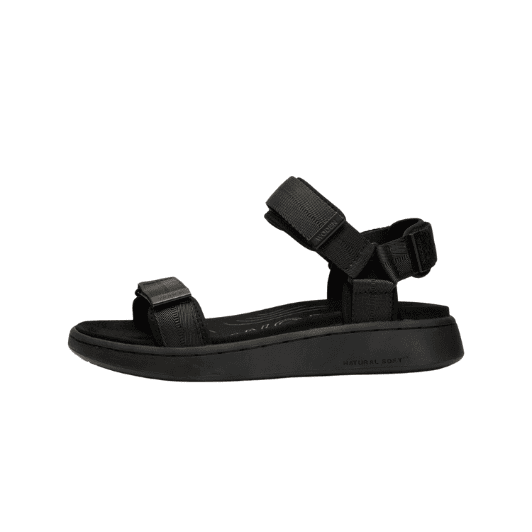 Woden Line sandal | Damesandal i sort med sort sål I Natural Soft sål