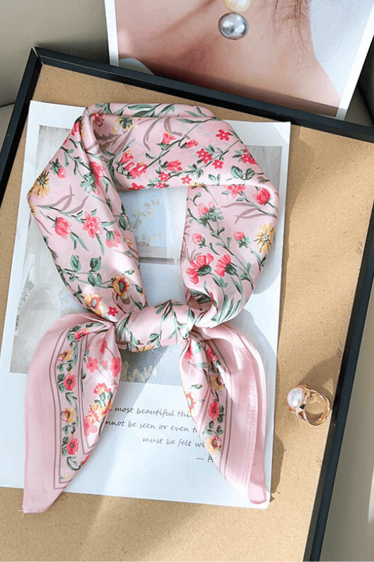 Atelier Paris I Unikt tørklæde print rosa blomst