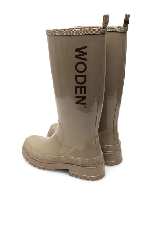 WODEN Le glossy waterproof | Silver mink shiny gummistøvle