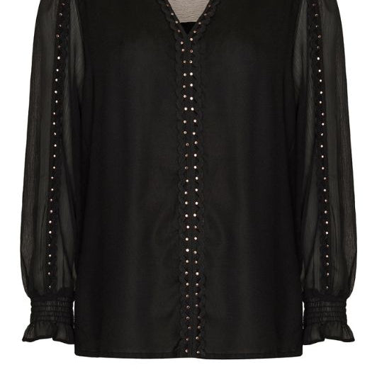 Ofelia Lee shirt I Sort festbluse med nitter