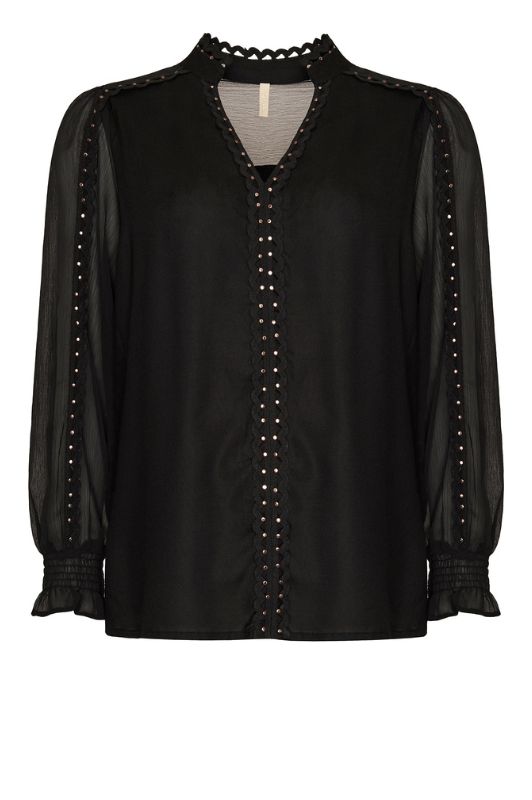Ofelia Lee shirt I Sort festbluse med nitter