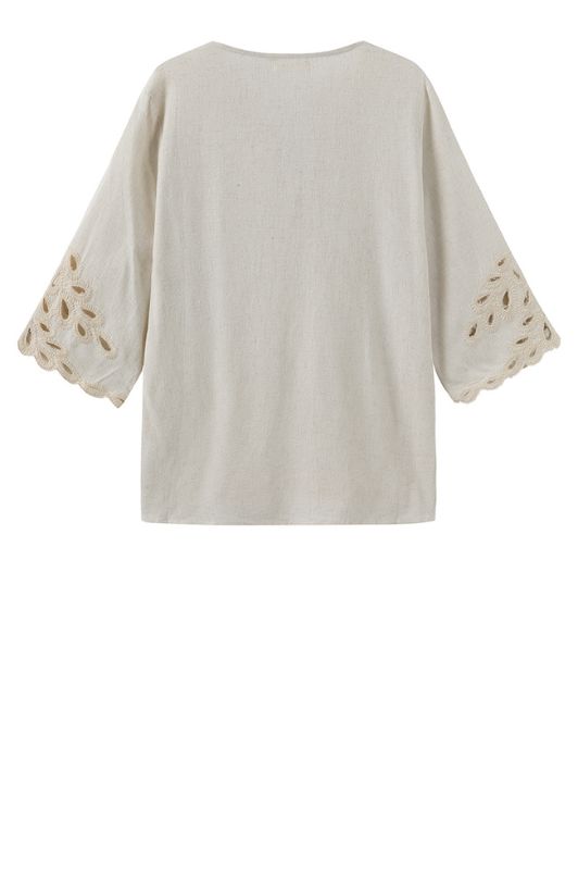Luxzuz Vicha hørbluse i creme med blonde I Dresslab
