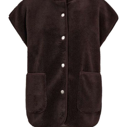 Freequent Teddy waistcoat | Mørkebrun fleece vest
