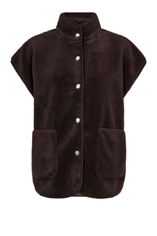 Freequent Teddy waistcoat | Mørkebrun fleece vest
