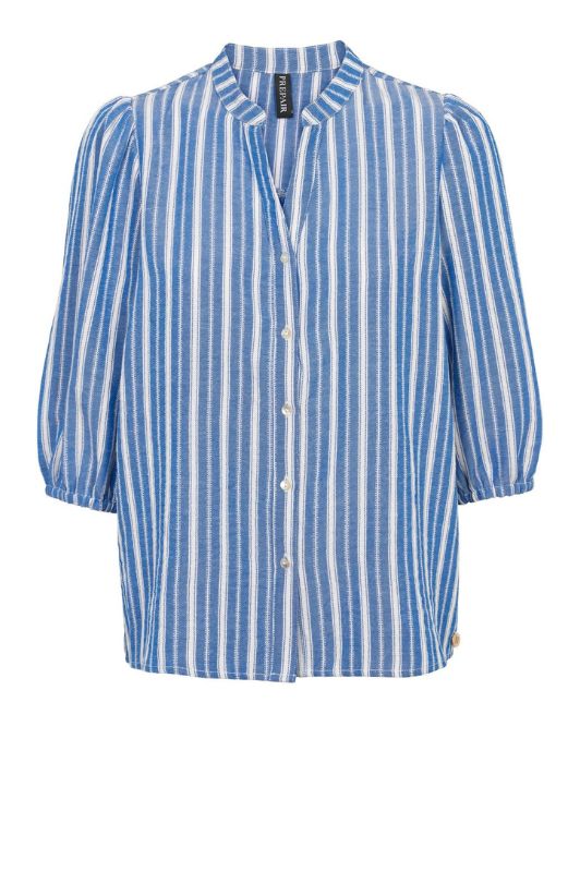 Prepair Maggie bluse I Stribet skjorte i blå I Dresslab