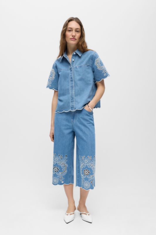 Object Idda denimskjorte med broderi I Dresslab