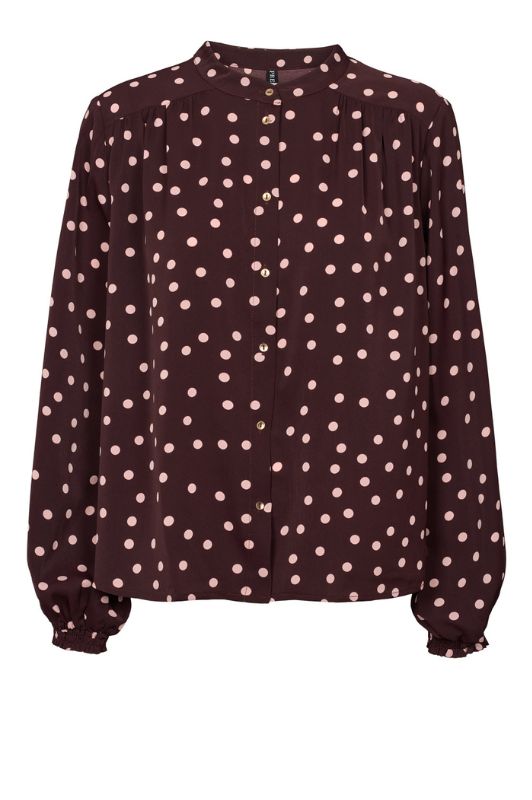 Prepair Estelle bluse I Bordeaux prikket skjorte