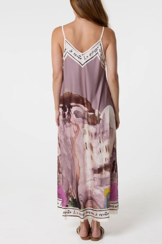 PRE ORDER Studio West dress I Smuk printet stropkjole i rosa nuancer