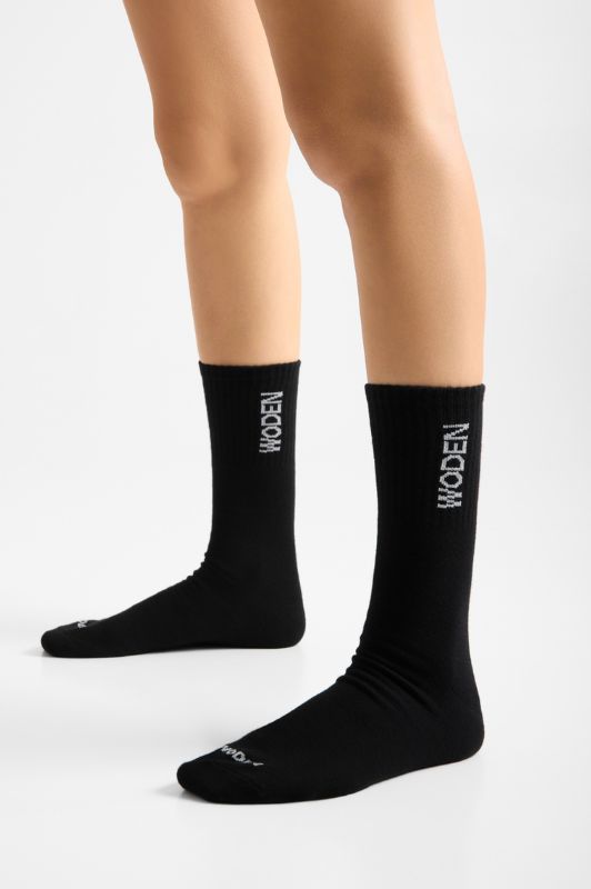 Woden I Sporty strømper med logo i sort