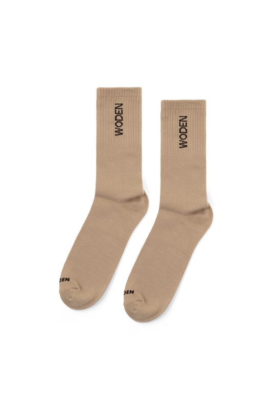 Woden I Sporty strømper med logo i sand