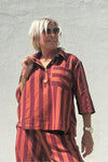 PRE ORDER Gaspar Mumbai stribe I Cool poplin bluse i burnt sienna strib