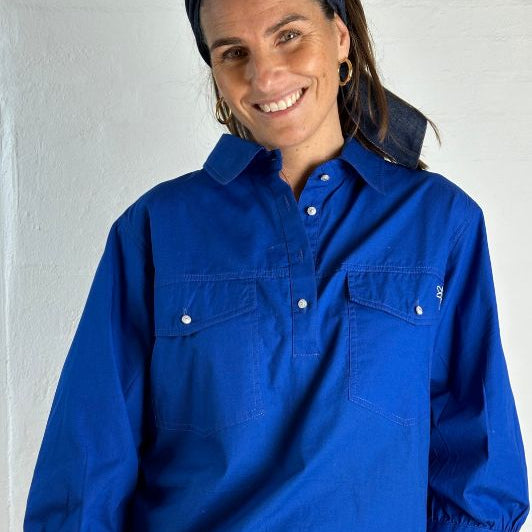 Gaspar Oslo shirt I Cool bluse med lommer i blå