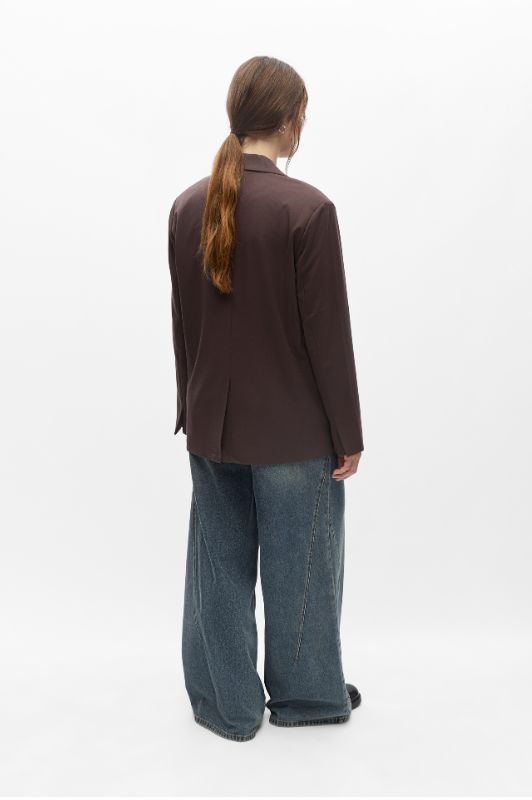 Object Lisa blazer i mørkebrun I Dresslab