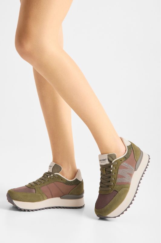 Woden Ronja plateau sneakers | Dark olive multi