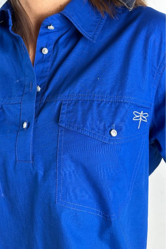 Gaspar Oslo shirt I Cool bluse med lommer i blå