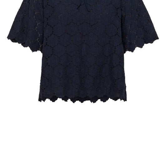 Saint Tropez Zoya | Broderie anglaise bluse i mørkeblå