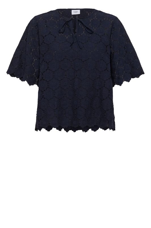 Saint Tropez Zoya | Broderie anglaise bluse i mørkeblå