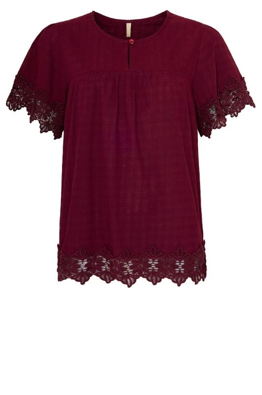 Ofelia Dera bluse I Crochet top i bordeaux