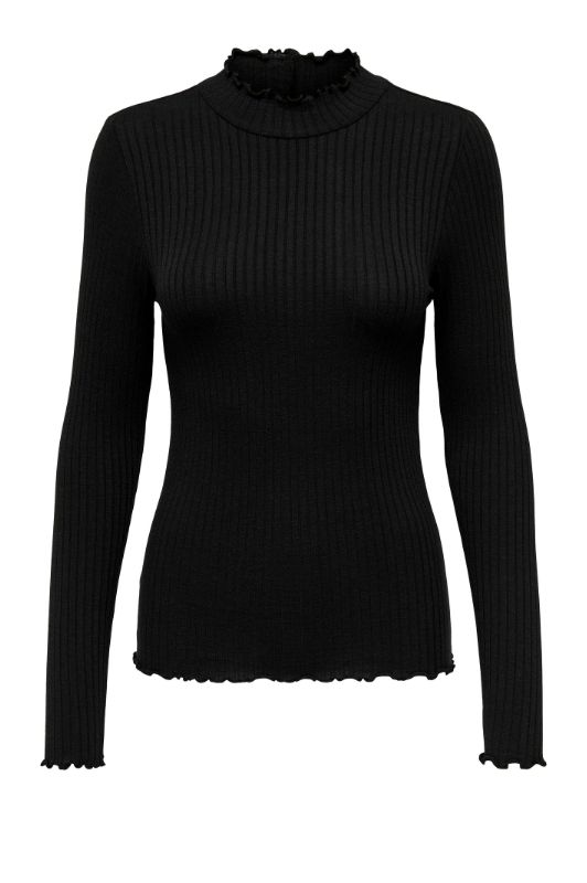 JDY Fransiska basisbluse | Langærmet t-shirt i sort