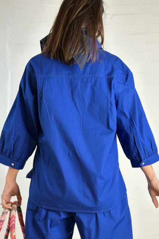 Gaspar Oslo shirt I Cool bluse med lommer i blå