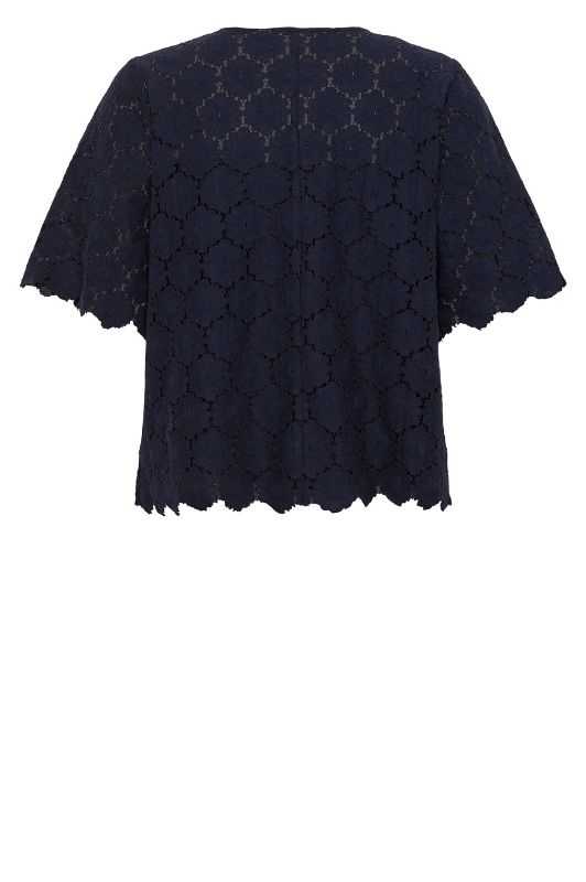 Saint Tropez Zoya | Broderie anglaise bluse i mørkeblå