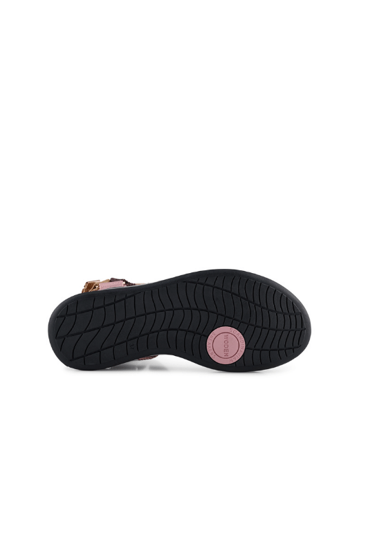 Woden Line sandal | Damesandal i Multifarver lilla og lyserød I Natural Soft sål