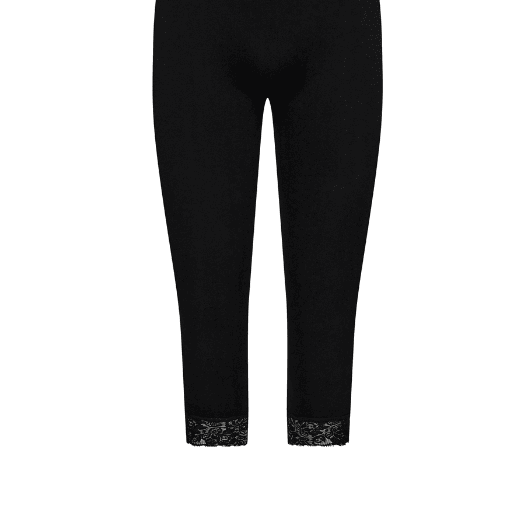 Decoy leggings | Seamless 3/4 legging med blondekant sort