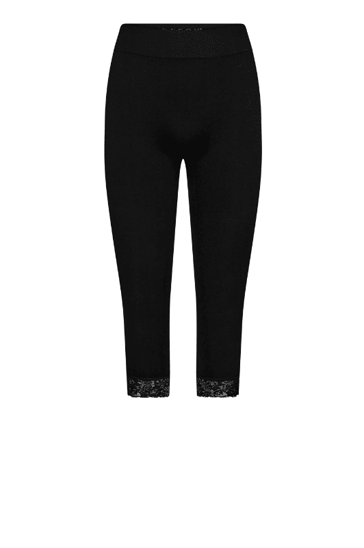 Decoy leggings | Seamless 3/4 legging med blondekant sort
