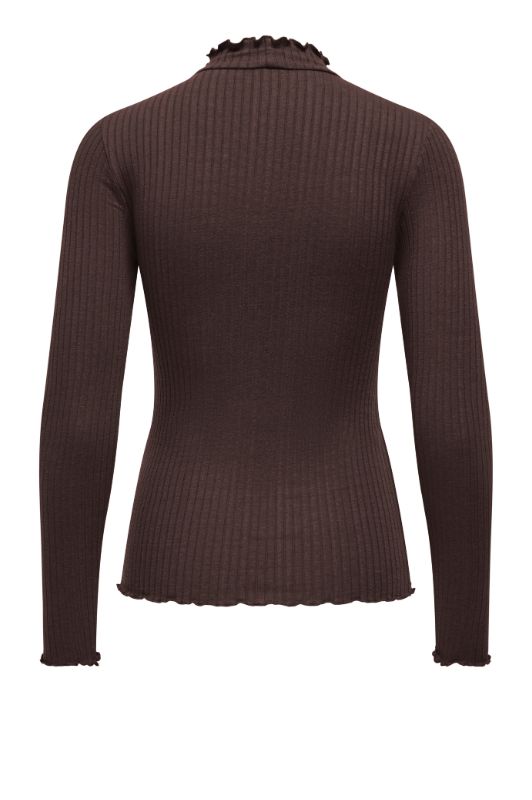 JDY Fransiska basisbluse | Langærmet t-shirt i mørkebrun