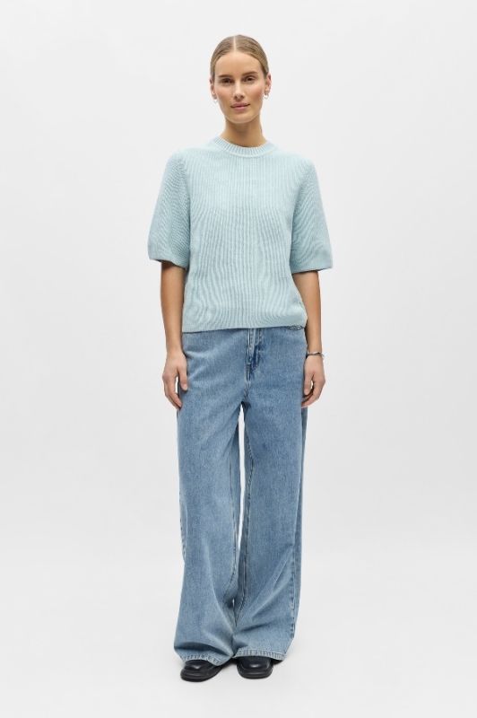 Object Flo strikket t-shirt i lyseblå I Dresslab