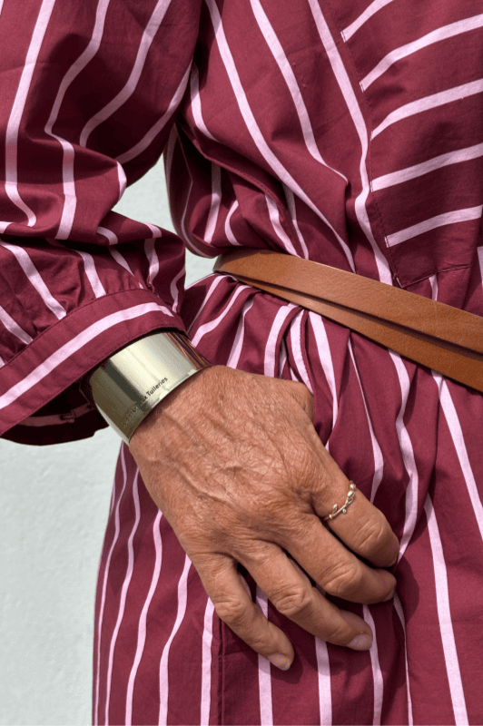 PRE ORDER Gaspar Malmø skjortekjole | Cool stribet bordeaux kjole I Dresslab