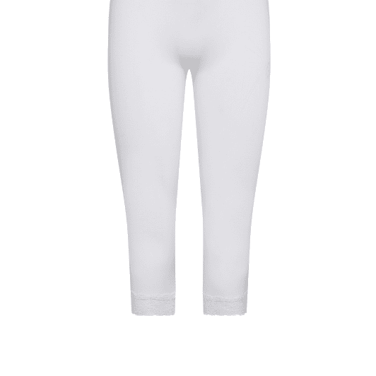 Decoy leggings | Seemless 3/4 legging med blondekant hvid