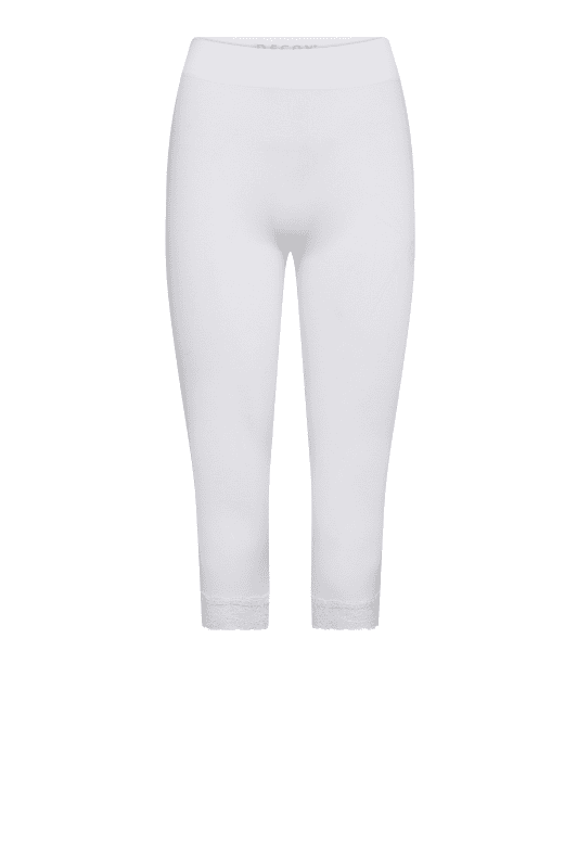 Decoy leggings | Seemless 3/4 legging med blondekant hvid